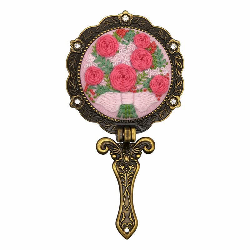 Needle kit Handheld Mirror | Floral Embroidered Compact Mirror | Great gift for your loved one - image 5