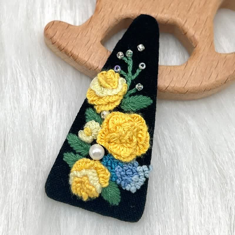 Embroidered hair clip DIY handmade material bag hair accessory headpiece - image 6