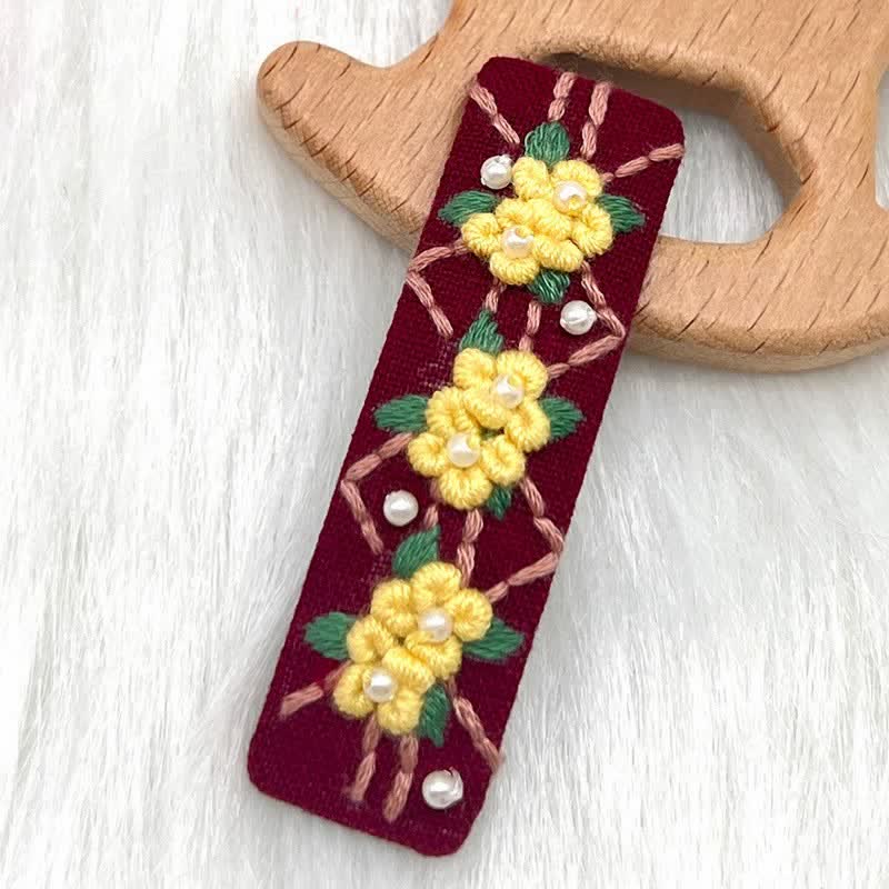 Embroidered hair clip DIY handmade material bag hair accessory headpiece - image 5