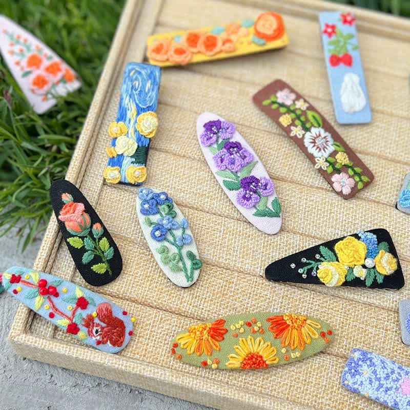 Embroidered hair clip DIY handmade material bag hair accessory headpiece - image 2