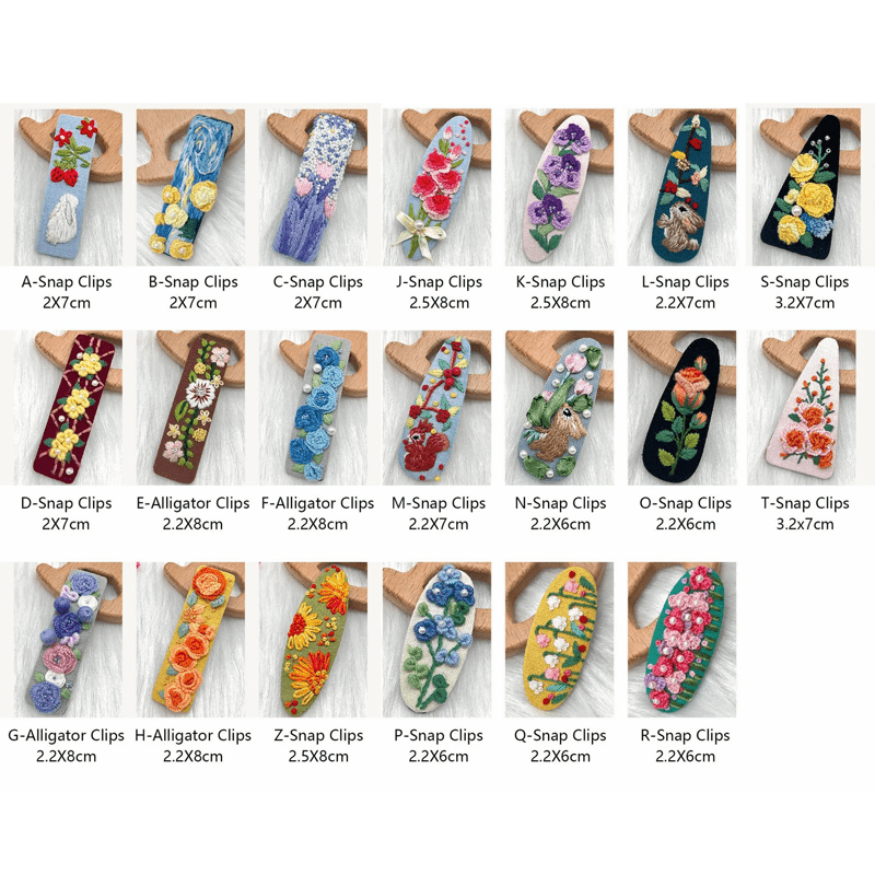 Embroidered hair clip DIY handmade material bag hair accessory headpiece - T - image 20