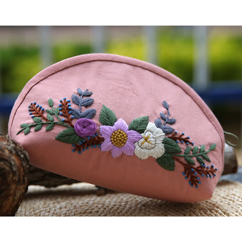 Hand embroidery Cosmetic Bag Kit| Coin Purse Needlework DIY Kit - E - image 6