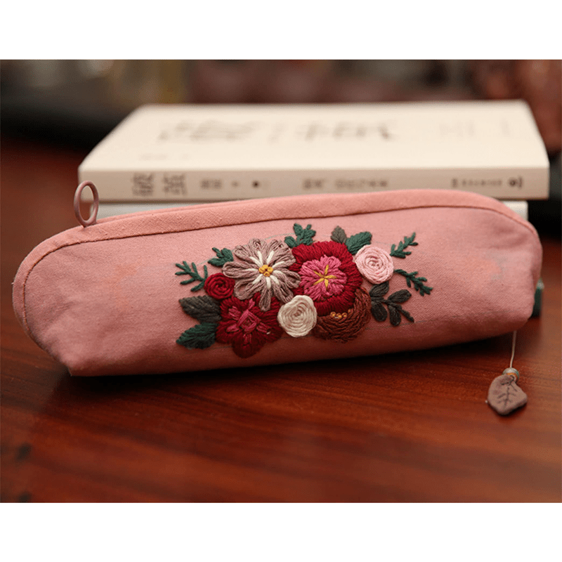 Beginner Hand Embroidery Pencil Case with Embroidery Flower Kit| Sew Stationery Organizer - image 6
