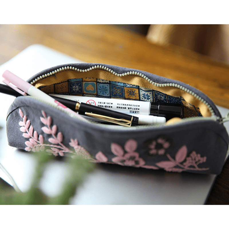 Beginner Hand Embroidery Pencil Case with Embroidery Flower Kit| Sew Stationery Organizer - image 4