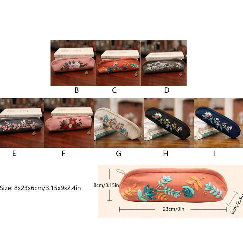 Beginner Hand Embroidery Pencil Case with Embroidery Flower Kit| Sew Stationery Organizer - I - image 7