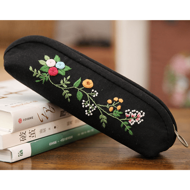 Beginner Hand Embroidery Pencil Case with Embroidery Flower Kit| Sew Stationery Organizer - image 5