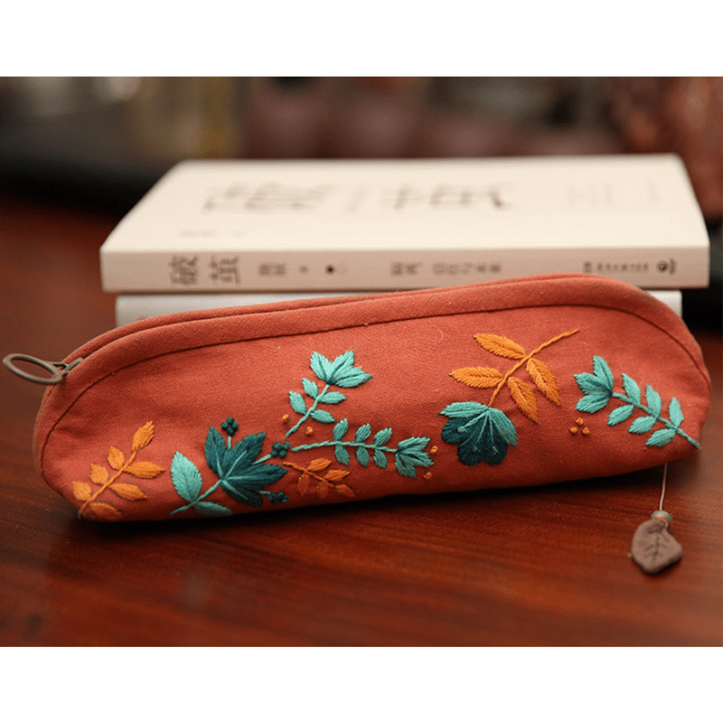 Beginner Hand Embroidery Pencil Case with Embroidery Flower Kit| Sew Stationery Organizer - image 2