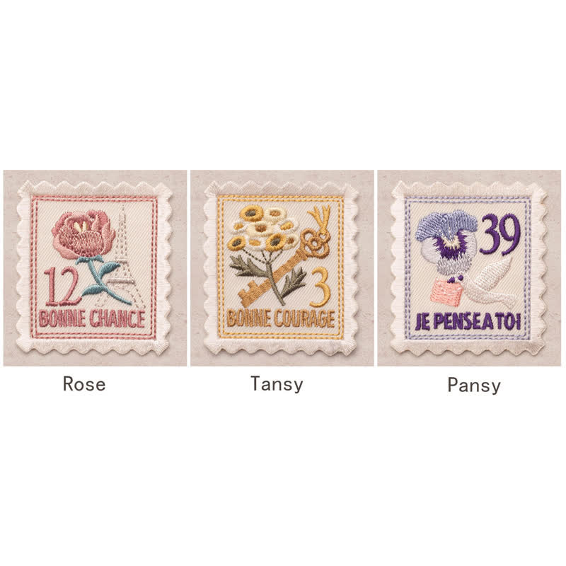 Vintage Embroidered Flower Patches Iron on Sew On| Patch France Stamps Applique