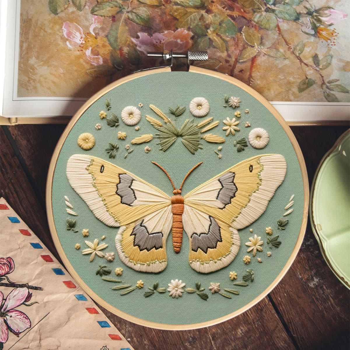 Rubbyoo Embroidery Kit - Detailed Moth | Diy Craft Kit
