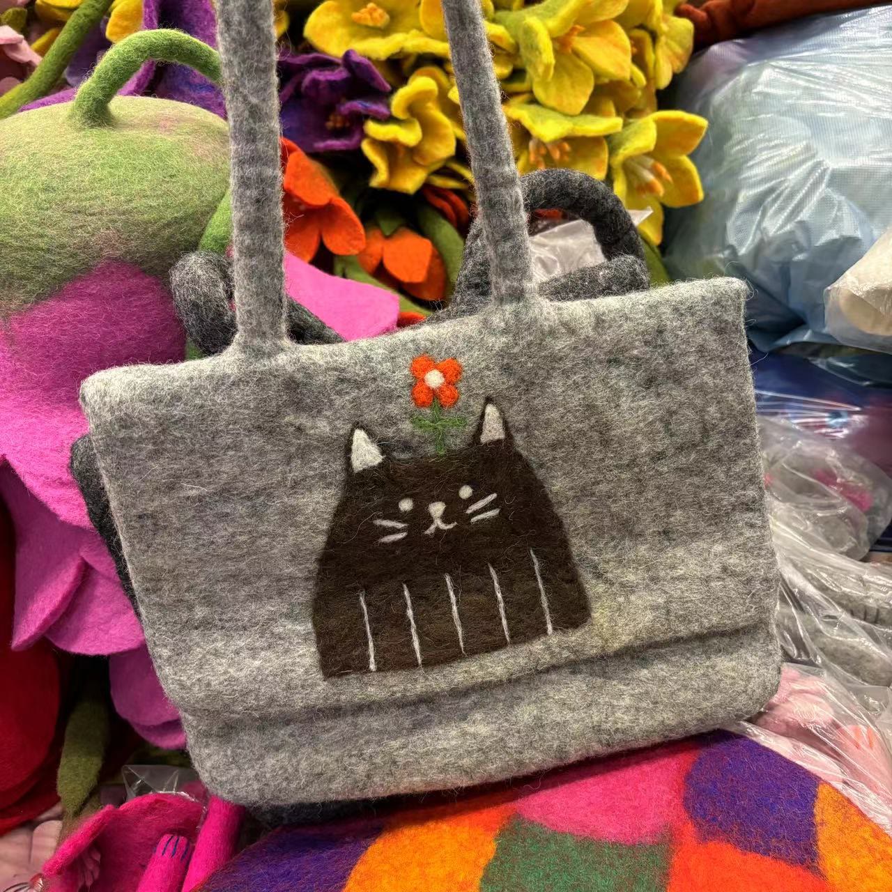  Needle Felted Bag - Cute Design Crafts | Fashion Dual-purpose Bag - Shoulder bag-Cat - image 2