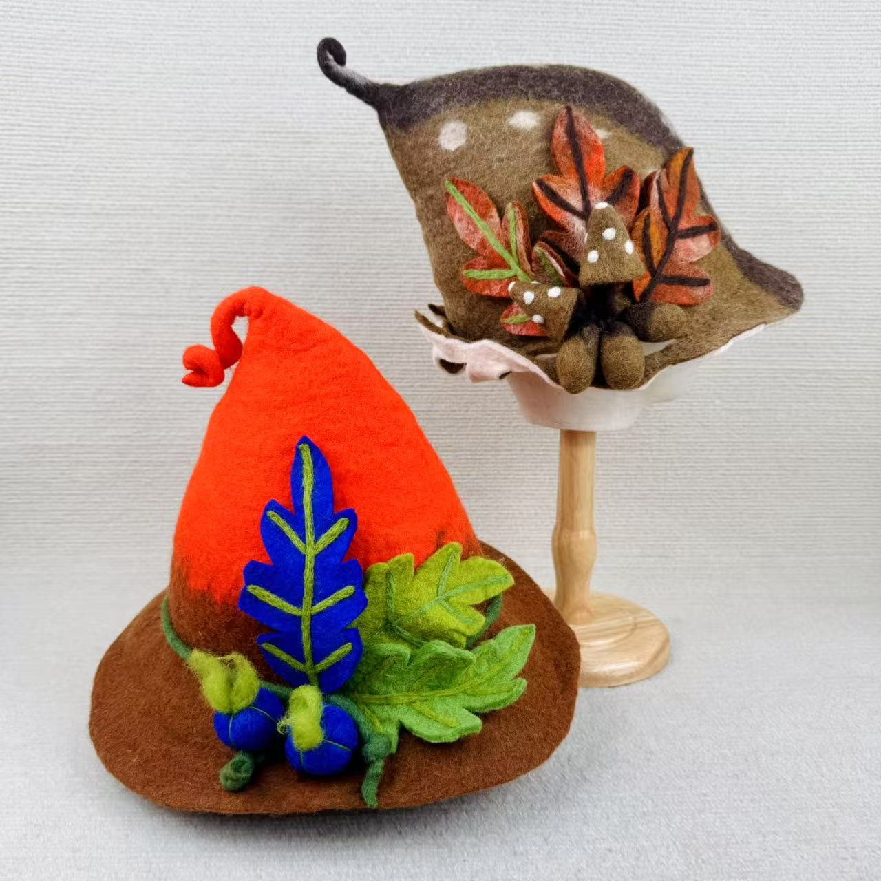 Needle Felted Hat - Handmake Festival Fancy Hat  | Halloween Wizard Hat | Mystical Woodland Holiday Crafts  - image 5
