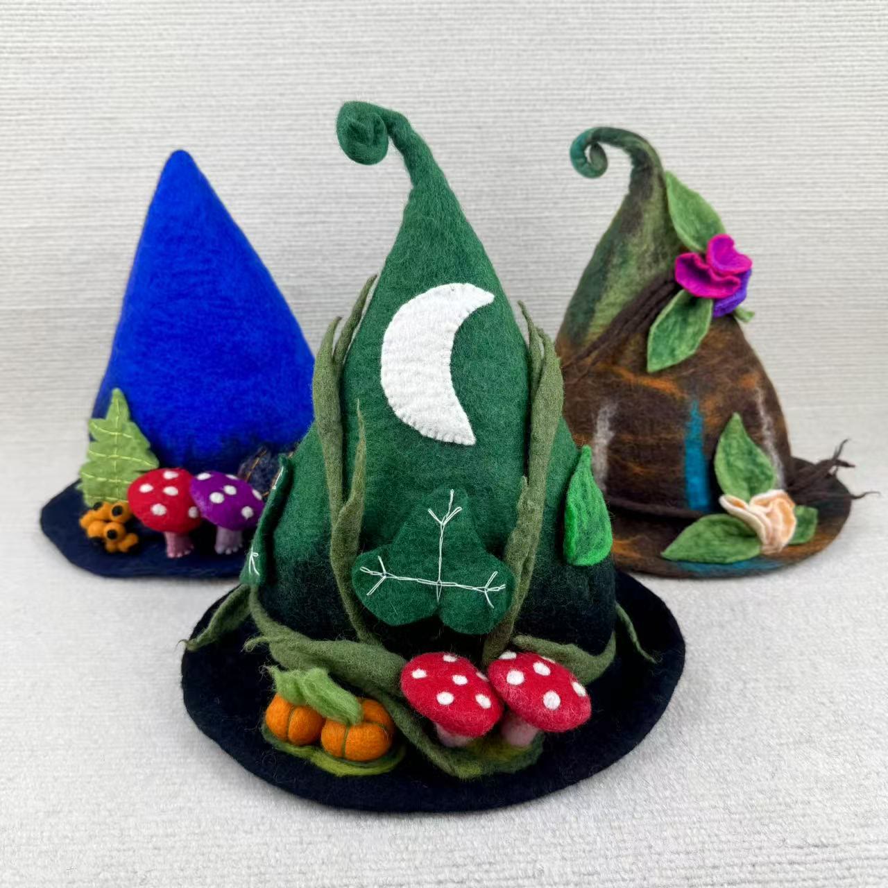 Needle Felted Hat - Handmake Festival Fancy Hat  | Halloween Wizard Hat | Mystical Woodland Holiday Crafts  - image 1