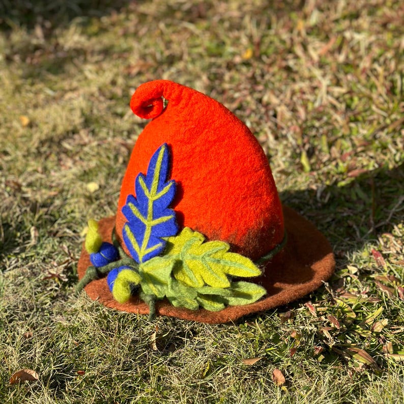 Needle Felted Hat - Handmake Festival Fancy Hat  | Halloween Wizard Hat | Mystical Woodland Holiday Crafts  - image 2