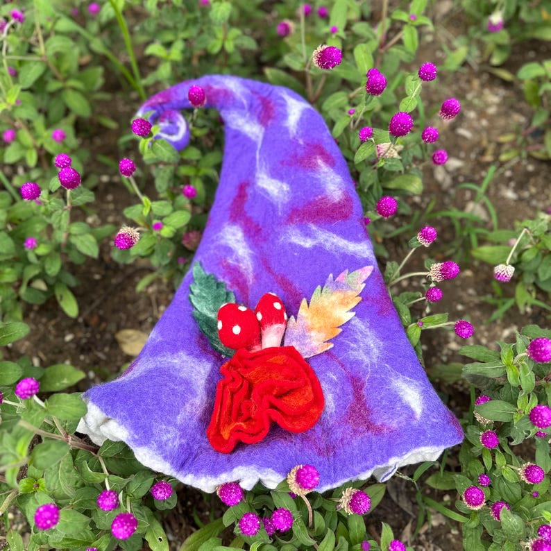 Needle Felted Hat - Handmake Festival Fancy Hat  | Halloween Wizard Hat | Mystical Woodland Holiday Crafts  - image 4