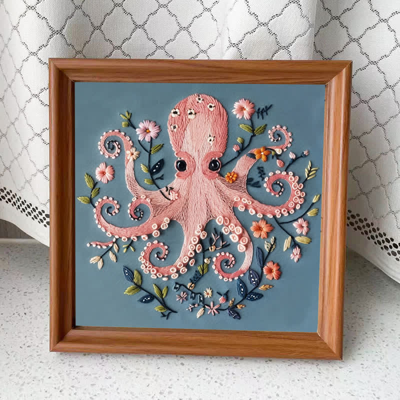 Rubbyoo Embroidery Kit -Pink Octopus - 15*15cm - Embroidery Kit Plus An Extra Frame - image 10