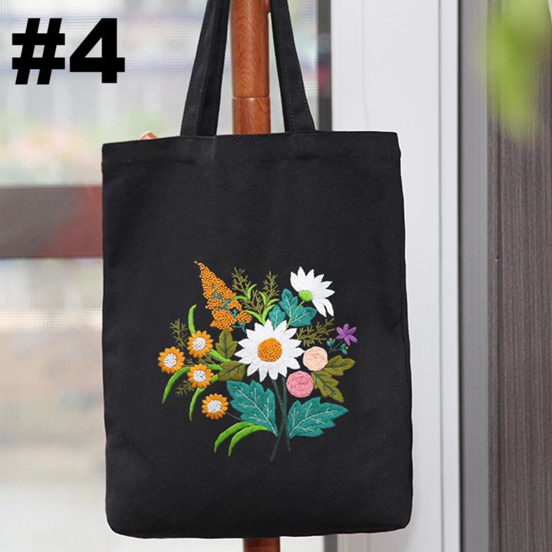 Embroidery Black Canvas Tote Bag Kits | Fashion Bags For Birthday Gifts | Handmake Unique Craft - #4 - image 5