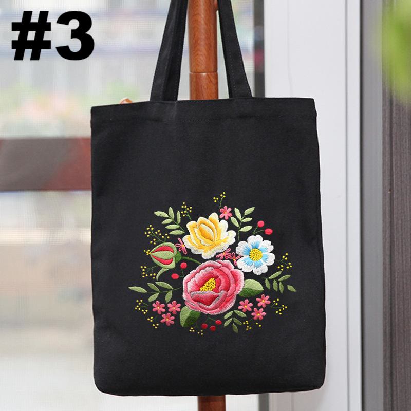 Embroidery Black Canvas Tote Bag Kits | Fashion Bags For Birthday Gifts | Handmake Unique Craft - #3 - image 4