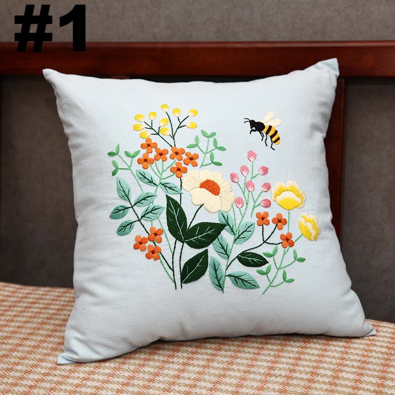 Embroidered Pillow Case Kits  | Stitching Bedroom  Home Decoration | Diy Handmake Floral Crafts - #1 - image 2