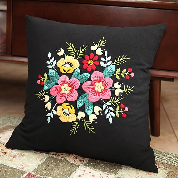Embroidered Pillow Case Kits  | Stitching Bedroom  Home Decoration | Diy Handmake Floral Crafts - image 1