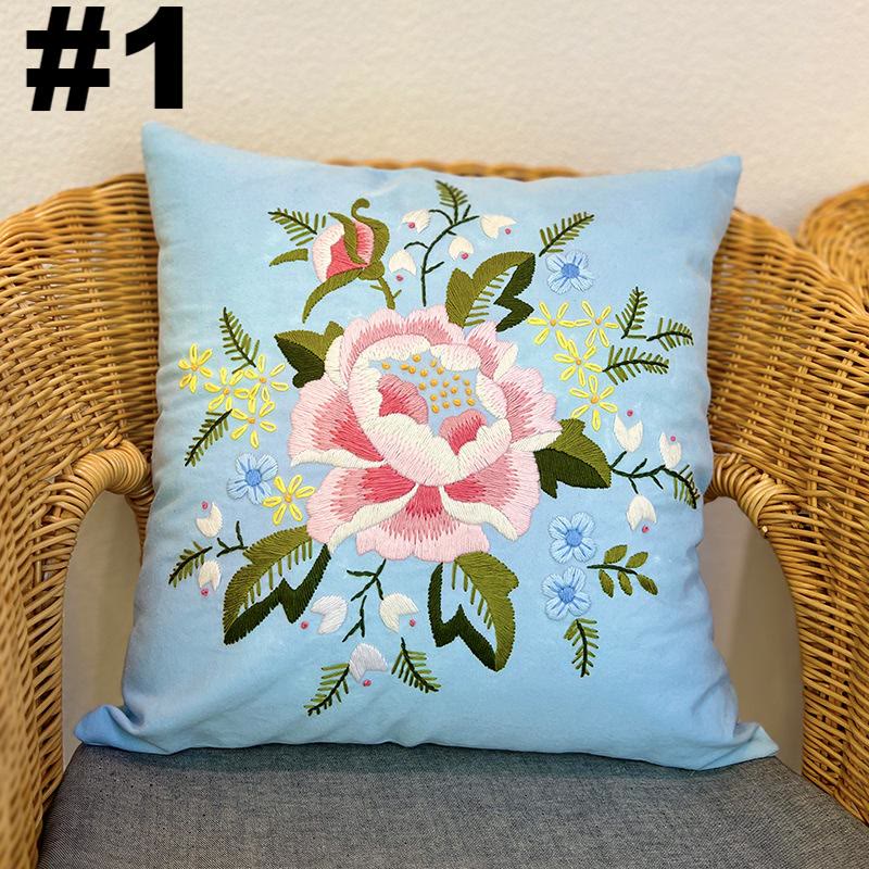 Embroidered Pillow Case Kits  | Wedding Living Room Gift | Diy Sewing Cushion Cover - #1 - image 2