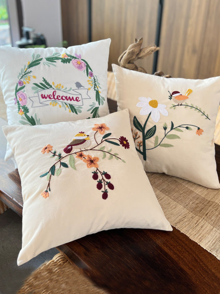 Embroidered Pillow Case Kits  | Wedding Living Room Gift | Diy Sewing Cushion Cover - image 1