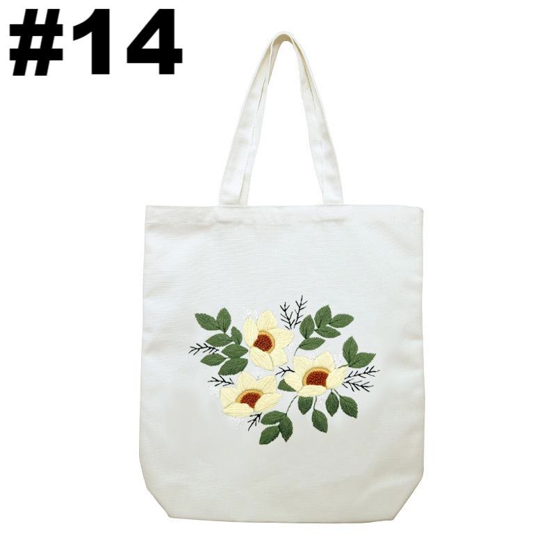 Embroidery Beige And White Canvas Tote Bag Kits | Beginner Flower Crafts | Eco-friendly Shoulder Bag | Christmas Gift - #14 - image 16