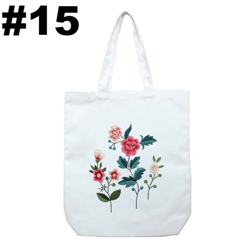 Embroidery Beige And White Canvas Tote Bag Kits | Beginner Flower Crafts | Eco-friendly Shoulder Bag | Christmas Gift - #15 - image 15