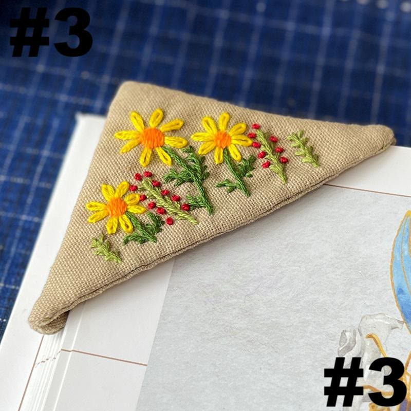 Embroidery Triangular Bookmark Kit |  Floral Corner Bookmark Craft  | Book Lover Gifts - #3 - image 6