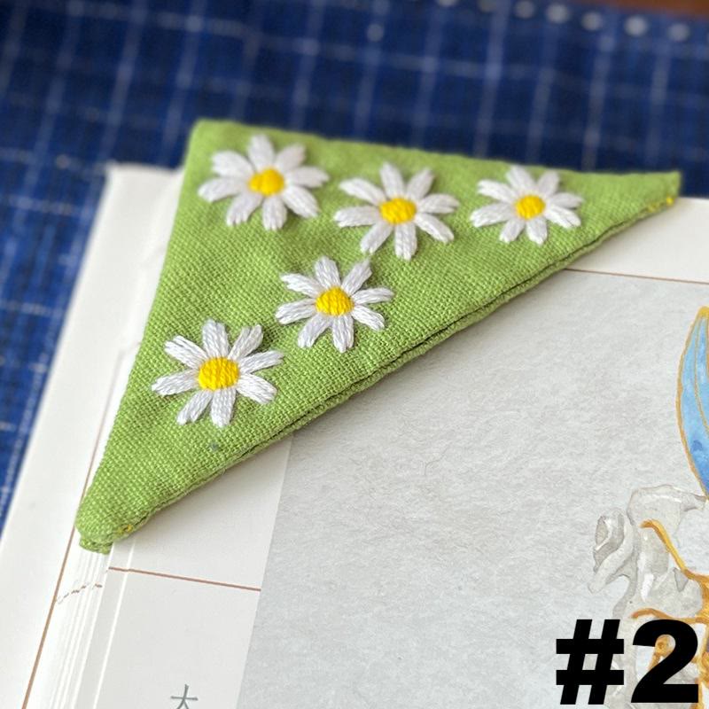 Embroidery Triangular Bookmark Kit |  Floral Corner Bookmark Craft  | Book Lover Gifts - #2 - image 5