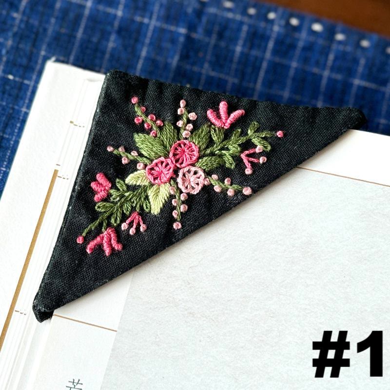 Embroidery Triangular Bookmark Kit |  Floral Corner Bookmark Craft  | Book Lover Gifts - #1 - image 4