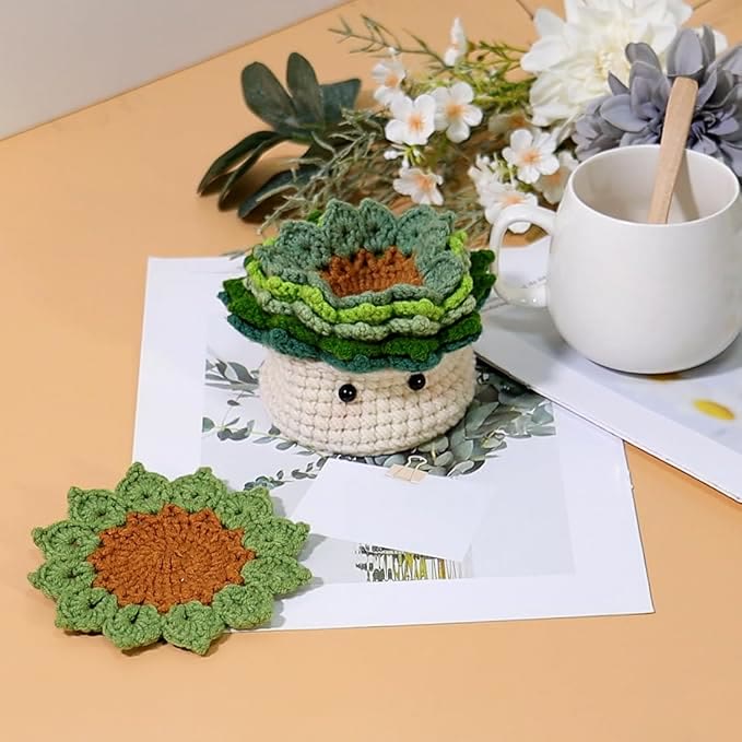  Handmade Coasters Crochet Kit - Diy Creative Coasters | Practical Handicraft Gifts  - image 2