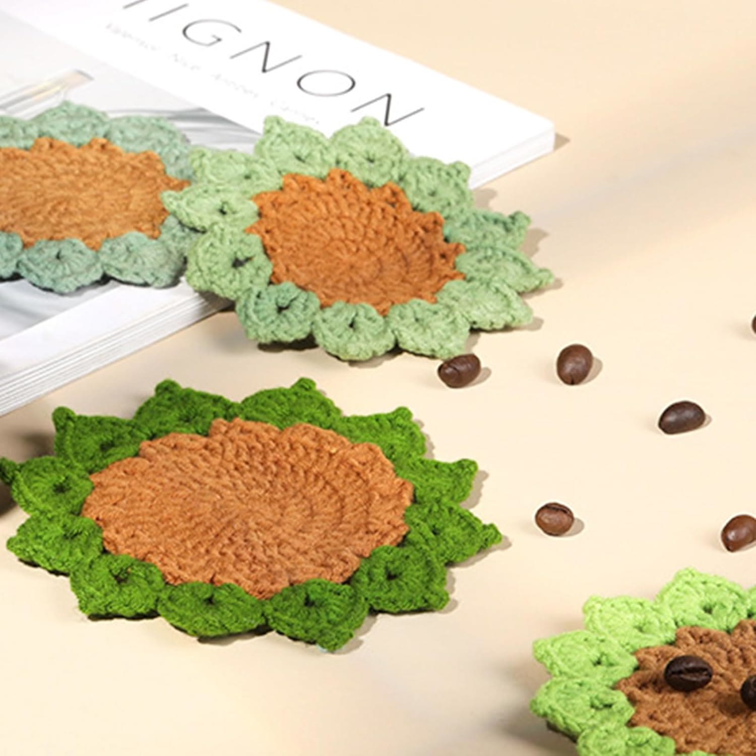  Handmade Coasters Crochet Kit - Diy Creative Coasters | Practical Handicraft Gifts  - image 3
