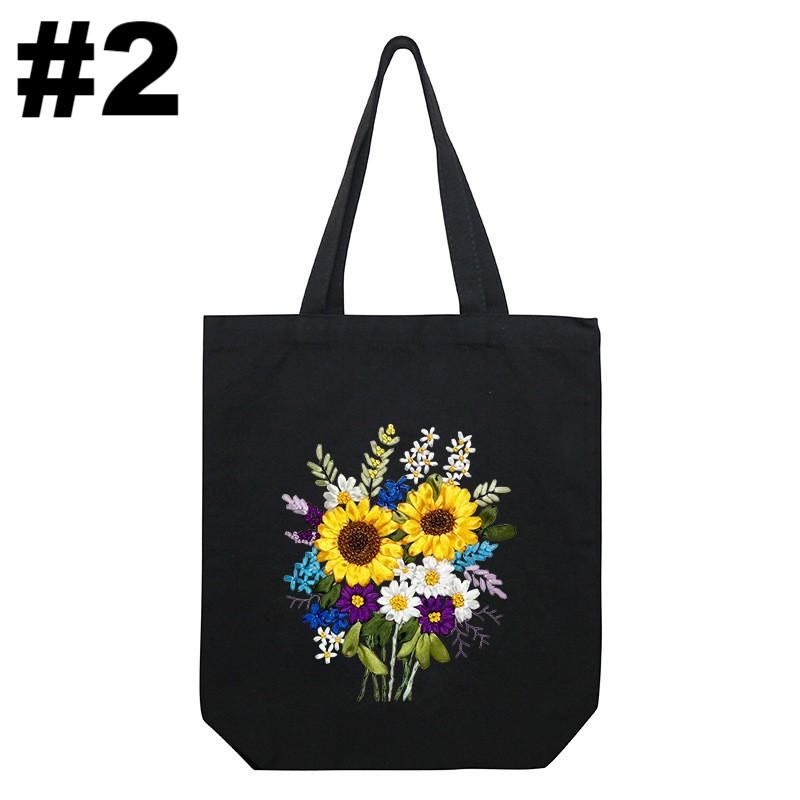 Embroidery Black Canvas Tote Bag Kits | Fashion Bags For Birthday Gifts | Handmake Unique Craft - #2 - image 3