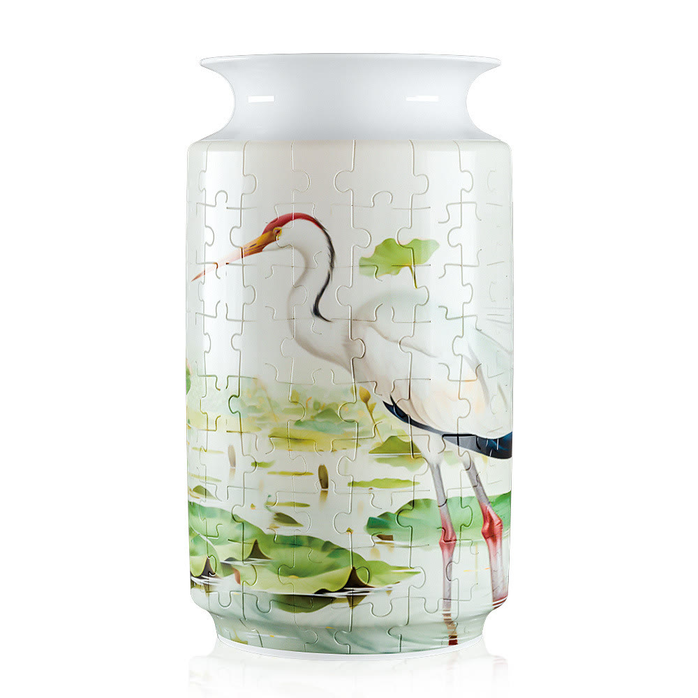 Red Crowned Crane - 3d Jigsaw Puzzle Vase