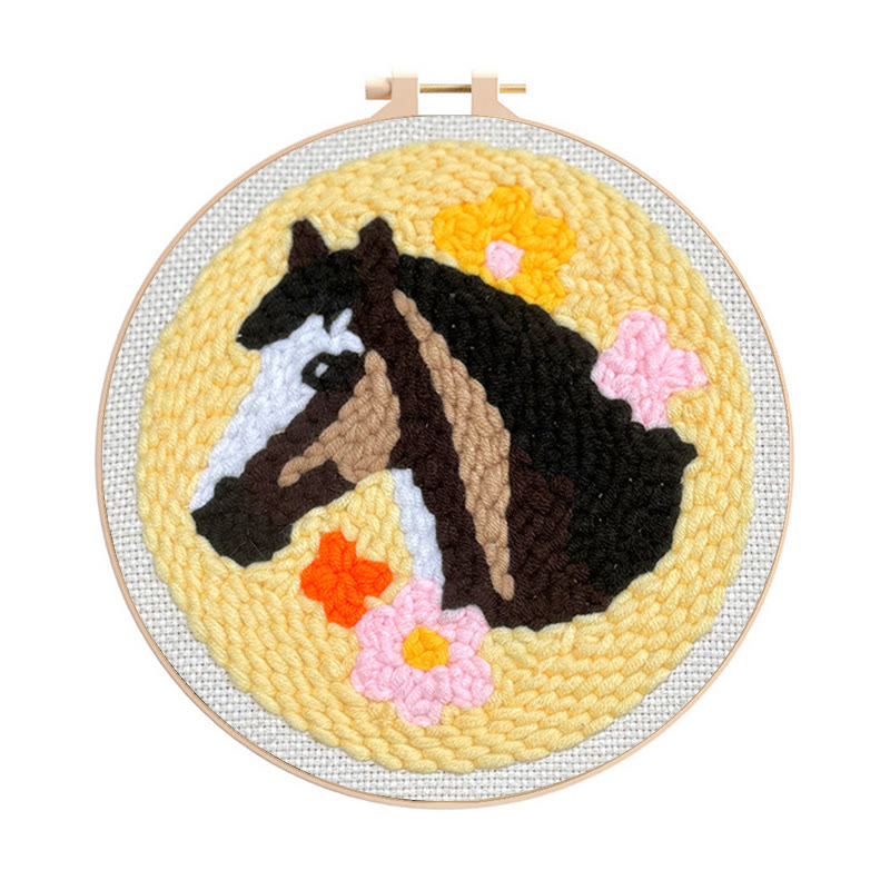  Horse Punch Needle Kit - Easy Diy Craft | Wall Hanging Decor - image 1