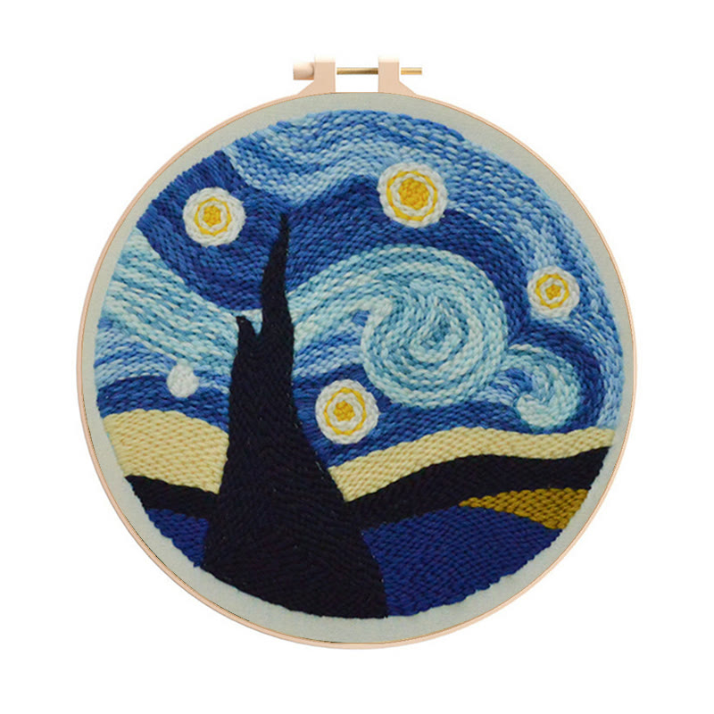  Starry Night Sky Punch Needle Kit - Beginner's Needle Set | Diy Landscape Craft  - Starry Night Sky Punch Needle Kit - image 1