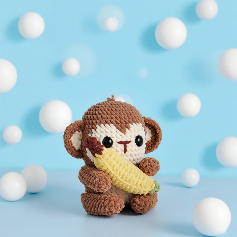 Diy Handmade Little Monkey Crochet Kit - Animal Sewing Craft | Starter Needle Set - Diy Handmade Little Monkey Crochet Kit - image 1