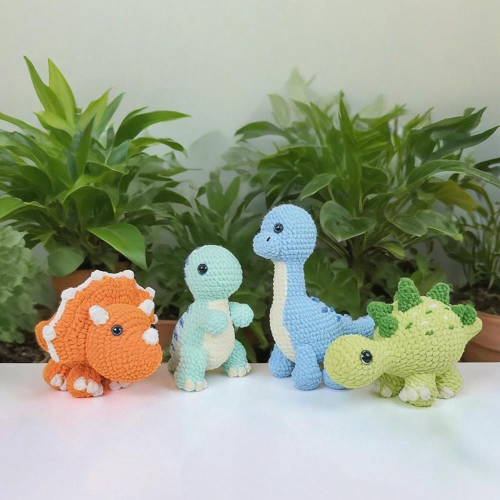 Diy Handmade Dinosaur Series Crochet Kit - Colourful Crochet Doll | Unique Gifts For Kids - Dinosaurs - image 1