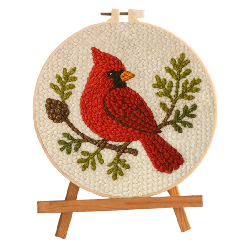 Red Cardinal Punch Needle Kit - Needlework For Beginner | Handmade Craft For Bird Lovers - image 2