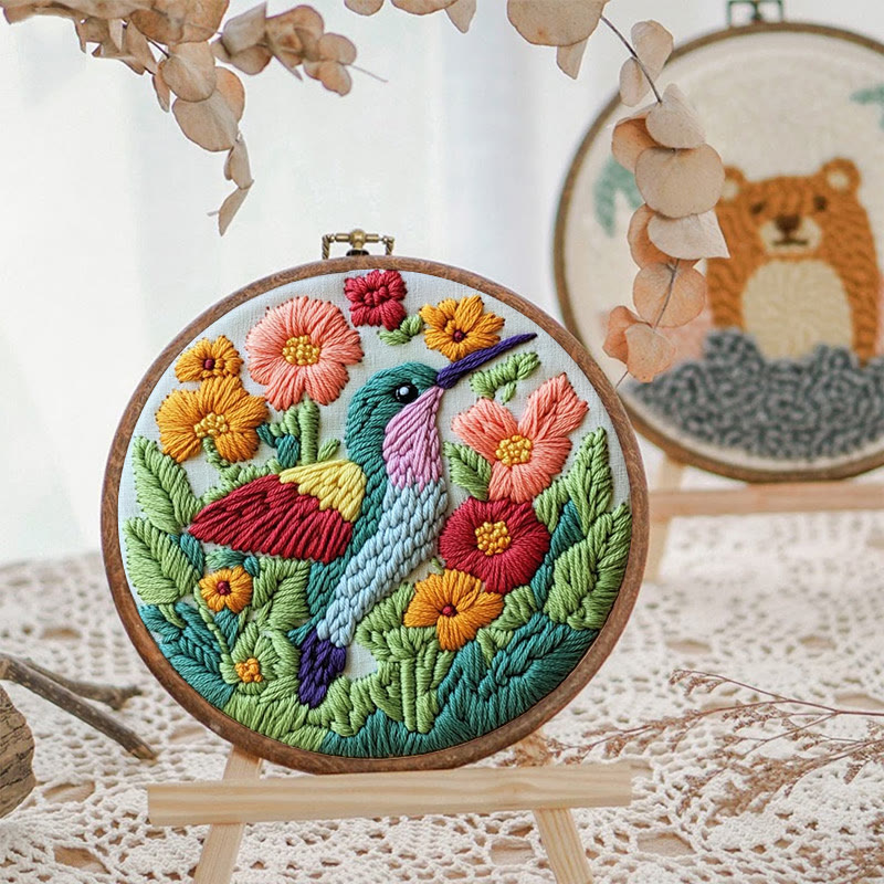 Hummingbird Punch Needle Kit - Beautiful Floral Craft | Diy Art For Bird Lovers - image 3