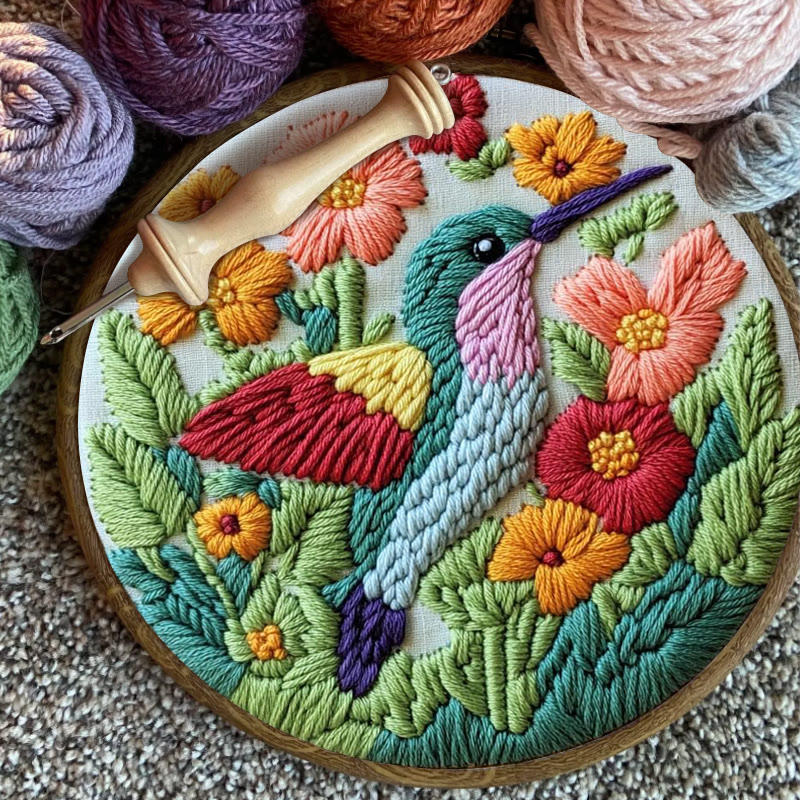 Hummingbird Punch Needle Kit - Beautiful Floral Craft | Diy Art For Bird Lovers - image 9