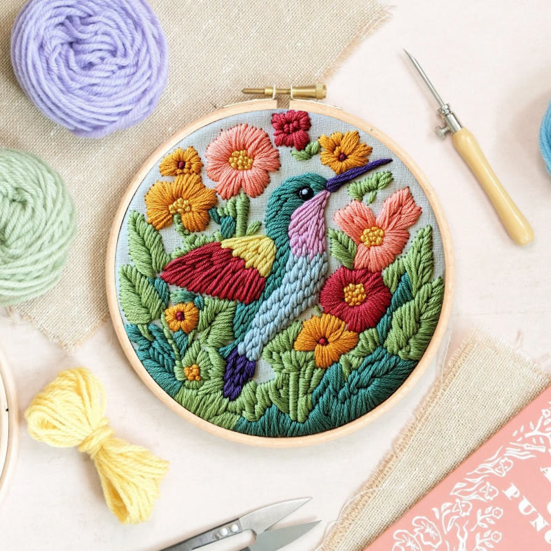 Hummingbird Punch Needle Kit - Beautiful Floral Craft | Diy Art For Bird Lovers - image 2