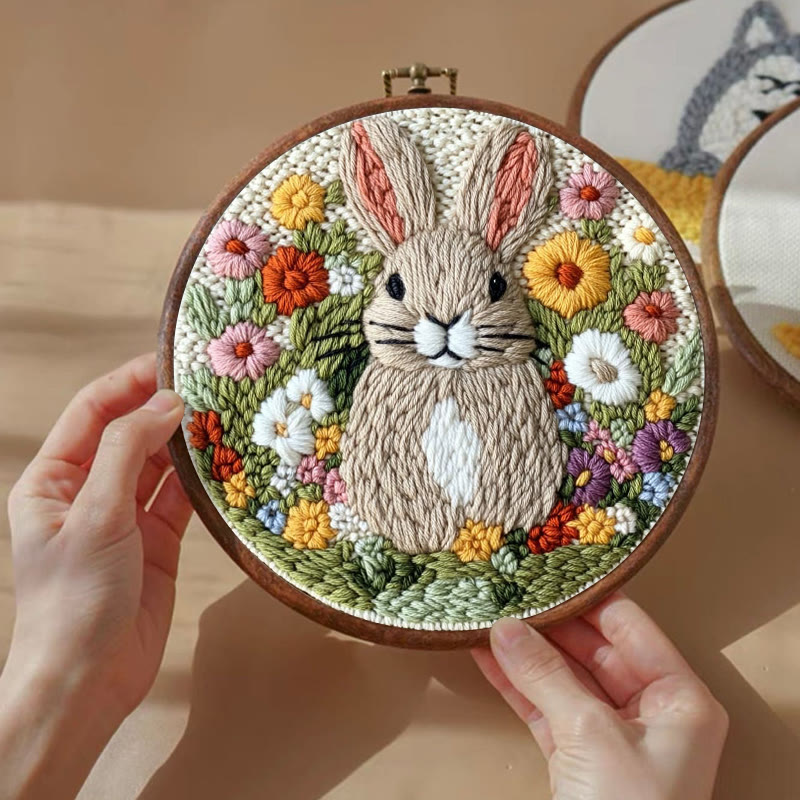 Floral Rabbit Punch Needle Kit - Bunny Artwork Collection | Unique Holiday Gifts - image 2