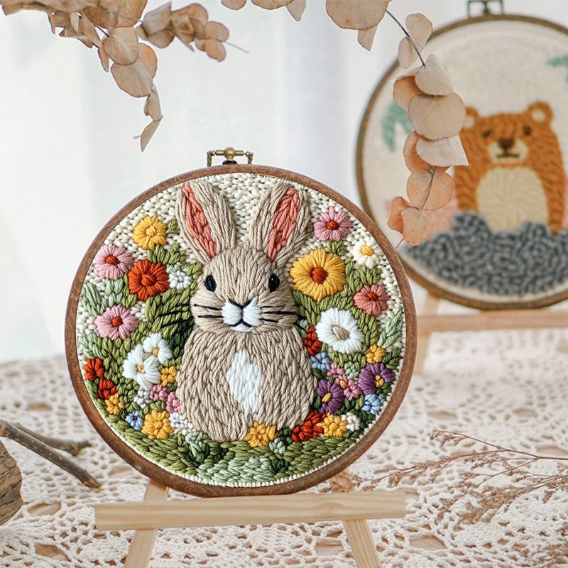 Floral Rabbit Punch Needle Kit - Bunny Artwork Collection | Unique Holiday Gifts - image 3