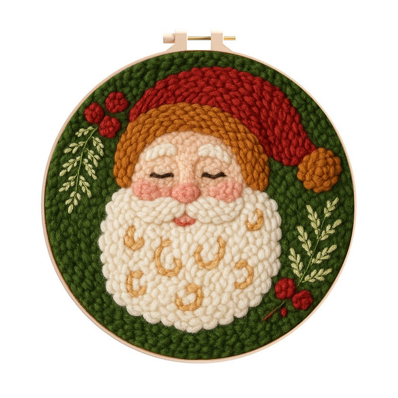 Santa Claus Punch Needle Kit - Creative Christmas Decoration | Unique Handmake Craft - Santa Claus Punch Needle Kit - image 1