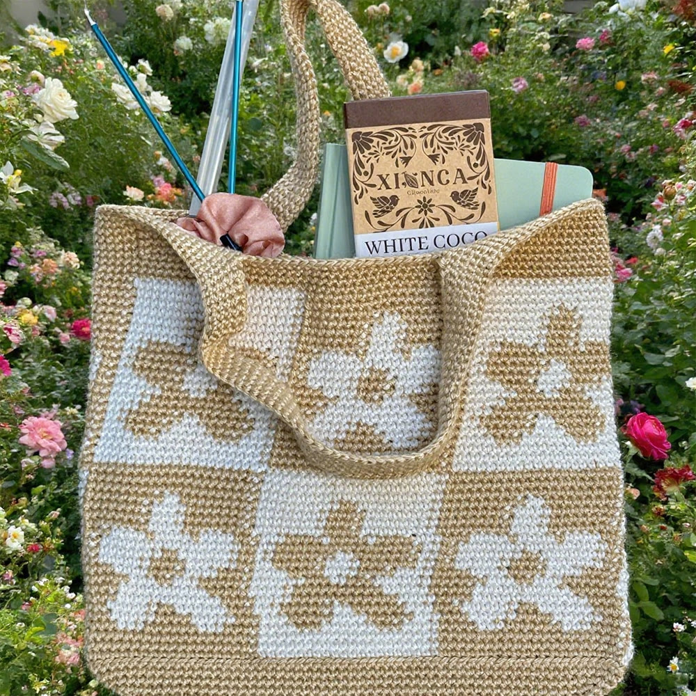 Diy Handmade Colourful Crochet Bag Kit - Floral Design Bag  | Nice Birthday Gifts For Mom - Khaki - image 2