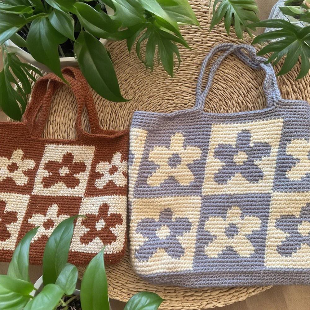 Diy Handmade Colourful Crochet Bag Kit - Floral Design Bag  | Nice Birthday Gifts For Mom - Brown - image 5