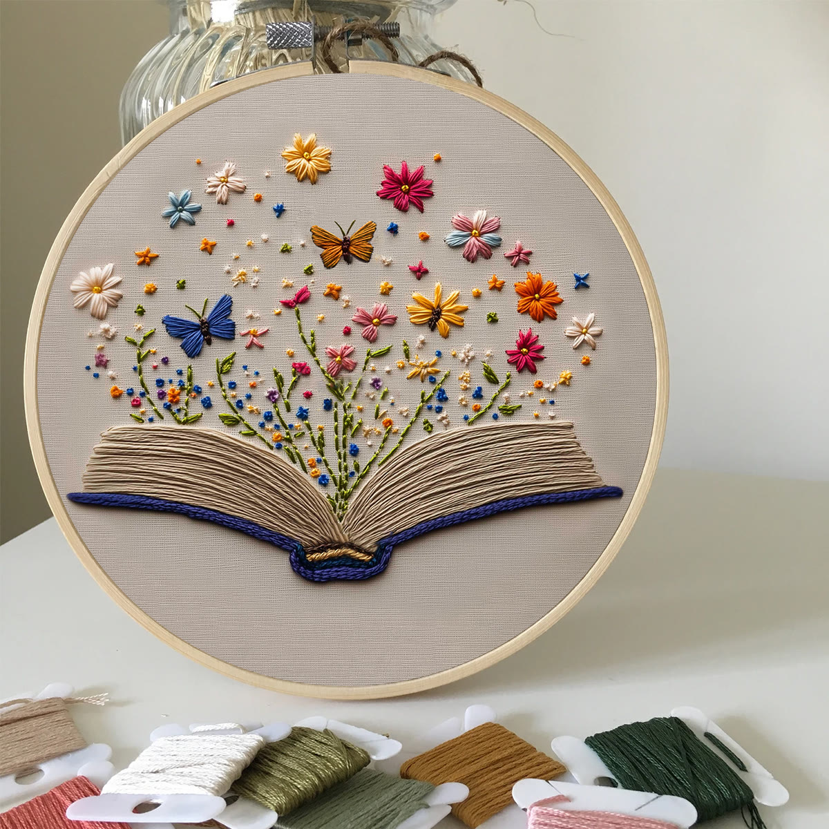 Rubbyoo Embroidery Kit - Butterflies With Blooming Book |  Stitch Set For Beginner  - image 2