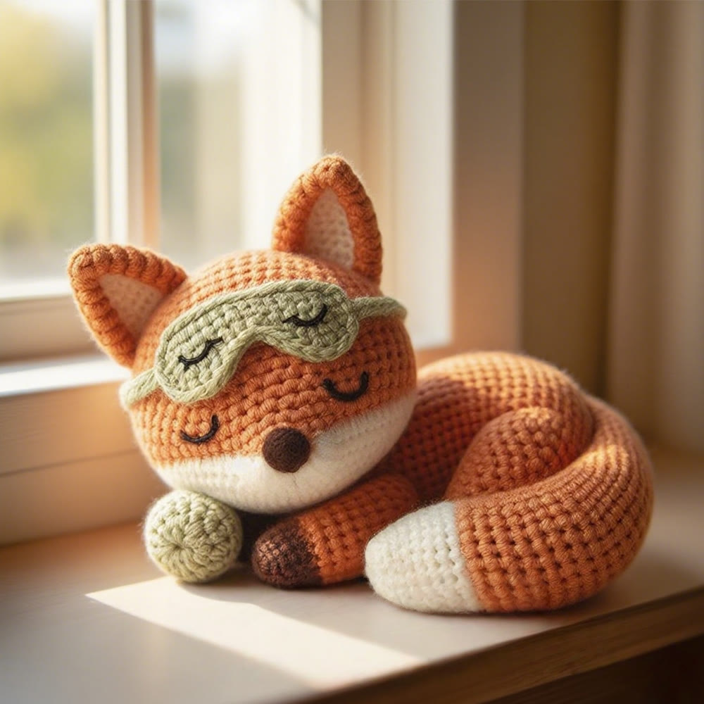Diy Handmade Sleeping Fox Crochet Kit - Adorable Handmade Craft | Special Needlework For Kids - Sleeping Fox Crochet Kit - image 1