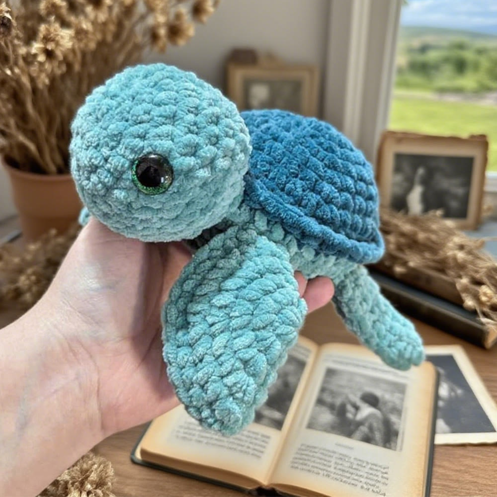 Diy Handmade Turtle Crochet Kit - Easy Crochet Toy |  Handmade Plush Doll Gifts - Blue - image 1